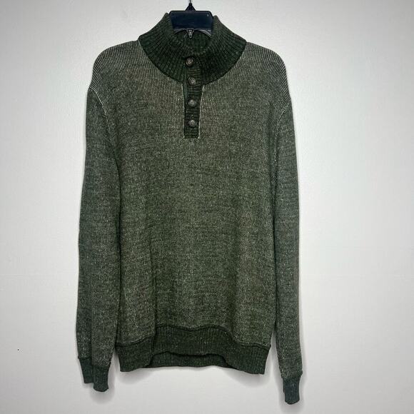 GAP Men's Sweater Green Medium Mock Neck Button Holiday Christmas Causal Office - Picture 1 of 8